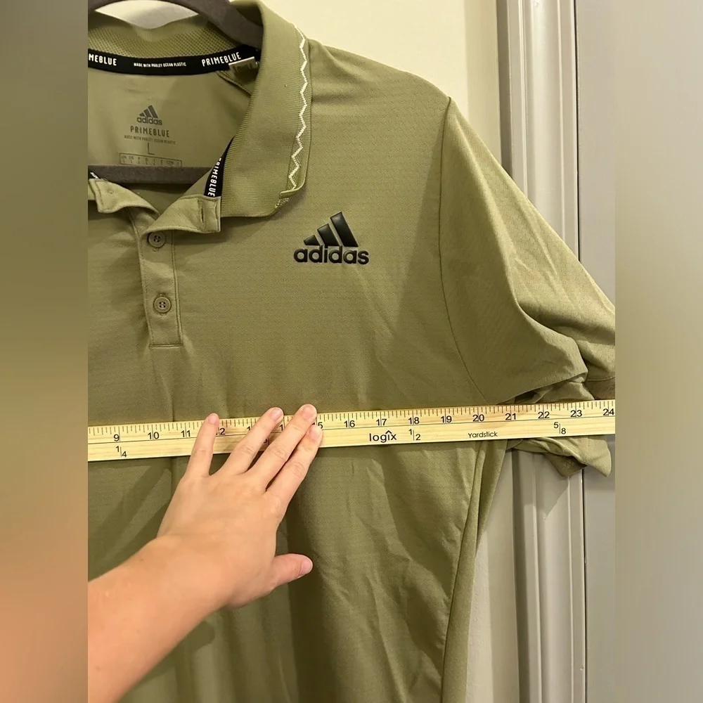Adidas Primeblue Polo Mens Large Green Short Sleeve Golf Performance